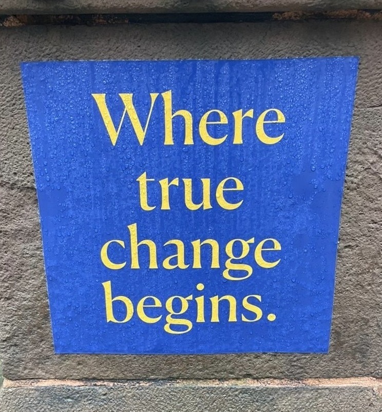 The tag line for Columbia University, Teachers College - Where true change begins.